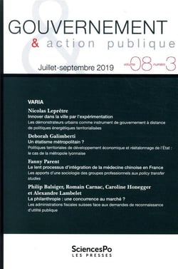 Revue gouvernement et action publique n.8/3 : juillet-septembre 2019