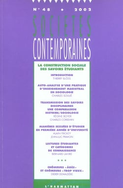 SOCIETES CONTEMPORAINES Tome 48 : la construction sociale des savoirs étudiants