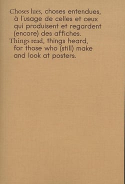 Choses lues, choses entendues, à l'usage de celles et ceux qui produisent et regardent (encore) des affiches