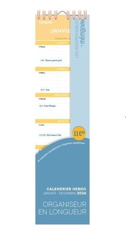 Calendrier hebdomadaire janvier-décembre : organiseur en longueur (édition 2026)