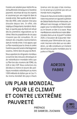 Un Plan mondial pour le climat et contre l'extrême pauvreté