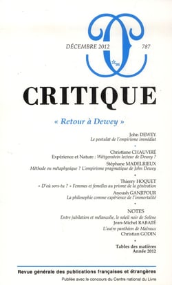 Revue Critique n.787 : retour à Dewey