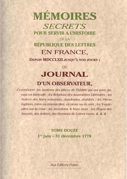 Mémoires secrets ou journal d'un observateur t.12 1778