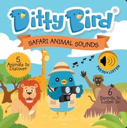 DITTY BIRD - LIVRE MUSICAL BEBE : ANIMAUX SAUVAGES, LE LION, L'ELEPHANT, LA GIRAFE ET MUSIQUE