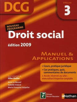 DCG - droit social - épreuve 3 - manuel & applications (édition 2009)