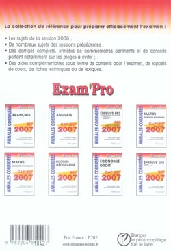 EXAM'PRO Tome 13 : maths - annales corrigées - bep industriel 2007