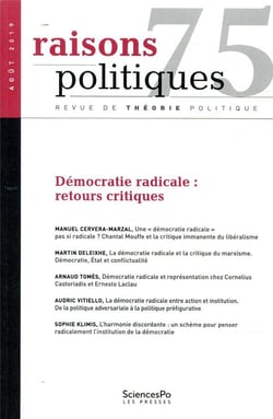 Revue raisons politiques n.75 : août 2019 - démocratie radicale : retours critiques