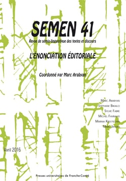 Semen, n° 41/avril 2016 : L'énonciation éditoriale