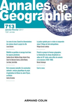 Annales de géographie n° 713 (1/2017) Varia