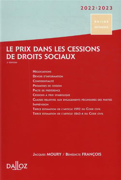 Le prix dans les cessions de droits sociaux 2022/2023. 2e éd.
