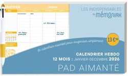 Calendrier hebdomadaire Pad aimanté avec stylo 4 couleurs janvier-décembre