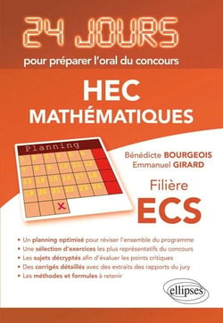Mathématiques 24 jours pour préparer l'oral du concours HEC - Filière ECS