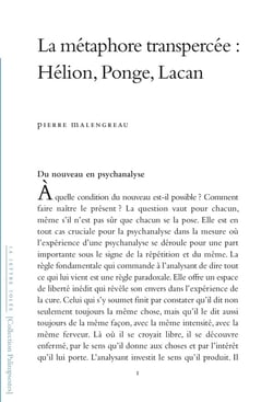 La métaphore transpercée : Hélion, Ponge, Lacan