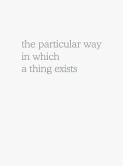 Martin Beck - the particular way in which a thing exists