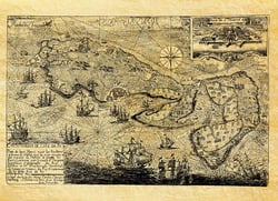 ILE DE RE EN 1684 CARTE MARINE A PLAT