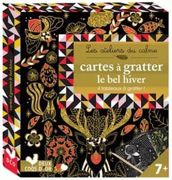 cartes à gratter le bel hiver - mini boite avec accessoires
