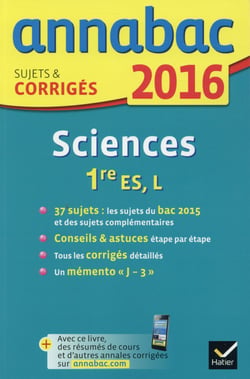 Annabac - sciences - 1ère es, l (édition 2016)