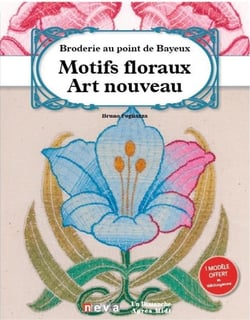 Broderie au point de Bayeux - motifs floraux - art nouveau