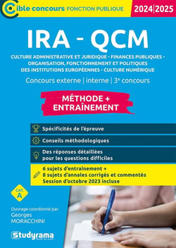 IRA - QCM méthode + entraînement : catégorie A - concours 2024 (édition 2024/2025)