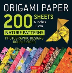 Origami paper - 200 sheets nature patterns - 6 inches 15 cm