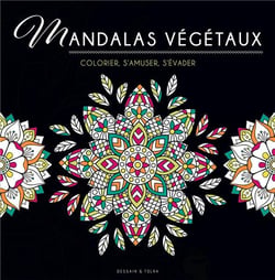Black coloriage - mandalas vegetaux