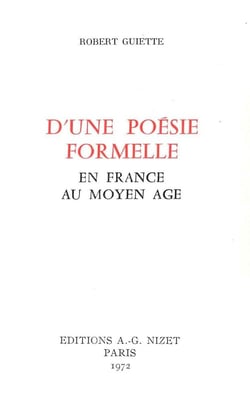 D'une poésie formelle en France au Moyen Âge