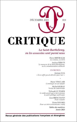 Revue Critique n.919 : La Saint-Barthélemy, ou les assassins sont parmi nous