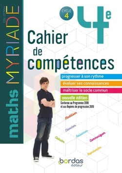 Myriade - Cahier de compétences : mathématiques - 4e (édition 2019)