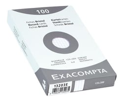 Étui de 100 fiches Exacompta - bristol quadrillé 5x5 non perforé - 125x200mm - Blanc