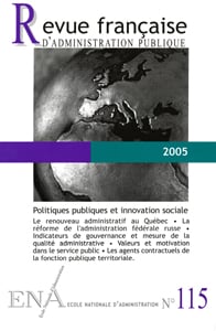 Revue française d'administration publique n.115 : politiques publiques et innovations sociales