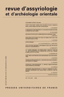 REVUE D'ASSYRIOLOGIE ET D'ARCHEOLOGIE ORIENTALE n.103