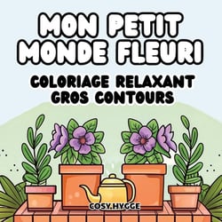 Mon petit monde fleuri : Coloriage relaxant gros contours