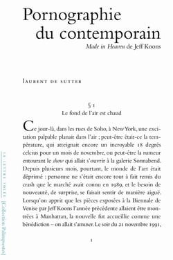 Pornographie du contemporain, made in heaven de Jeff Koons