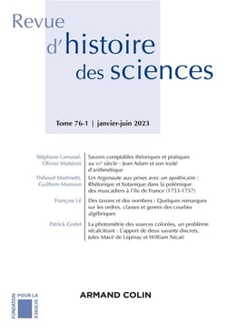 Revue d'histoire des sciences n.76/1 : janvier-juin 2023
