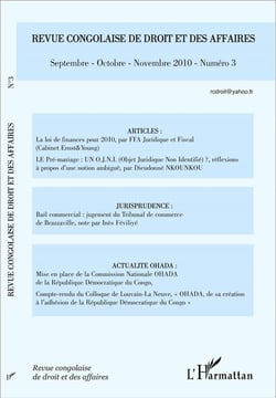 REVUE CONGOLAISE DE DROIT ET DES AFFAIRES n.3 : septembre octobre novembre 2010