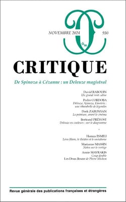 Revue Critique n.930 : De Spinoza à Cézanne : Un Deleuze magistral