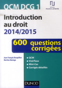 Dcg 1 - introduction au droit 2014/2015 - qcm - 600 questions corrigées
