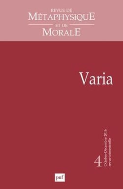 Revue de métaphysique et de morale n.4 : varia (édition 2016)