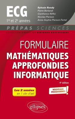 Formulaire mathématiques approfondies - informatique : ECG 1re et 2e années - programme 2022