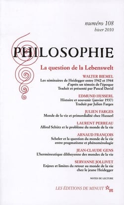 Revue Philosophie n.108 : la question de la Lebenswelt