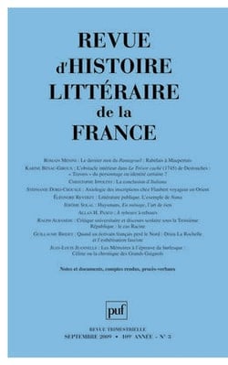 REVUE D'HISTOIRE LITTERAIRE DE LA FRANCE n.2009/3