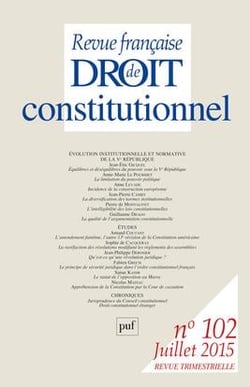 Revue française de droit constitutionnel n.10 : évolution institutionnelle et normative de la Ve République