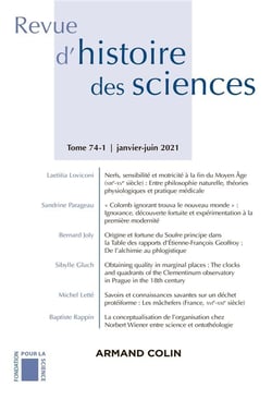 Revue d'histoire des sciences 1/2021 Varia