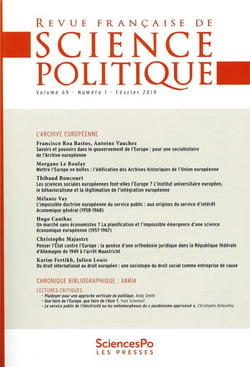 Revue française de science politique n.69/1 : février 2019