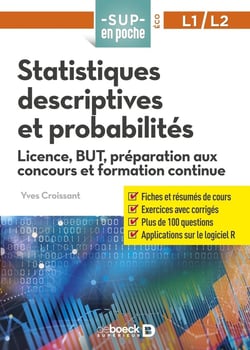 Sup en poche : statistiques descriptives et probabilités - licence 1, préparation aux concours et formation continu