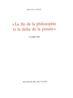 « La fin de la philosophie et la tâche de la pensée » : 11 juillet 2021