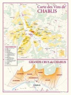 Carte des vins de Chablis et des grands crus de Chablis