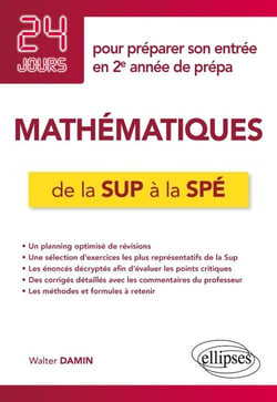 24 jours : mathématiques - de la sup à la spé - 24 jours pour préparer son entrée en 2e année de prépa