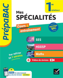 Prépabac : Mes spécialités SES, HGGSP, Maths - 1re générale - Cours & entraînement