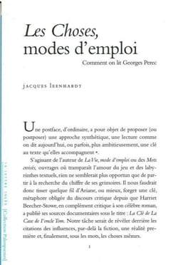 Les choses, modes d'emploi - comment on lit Georges Perec